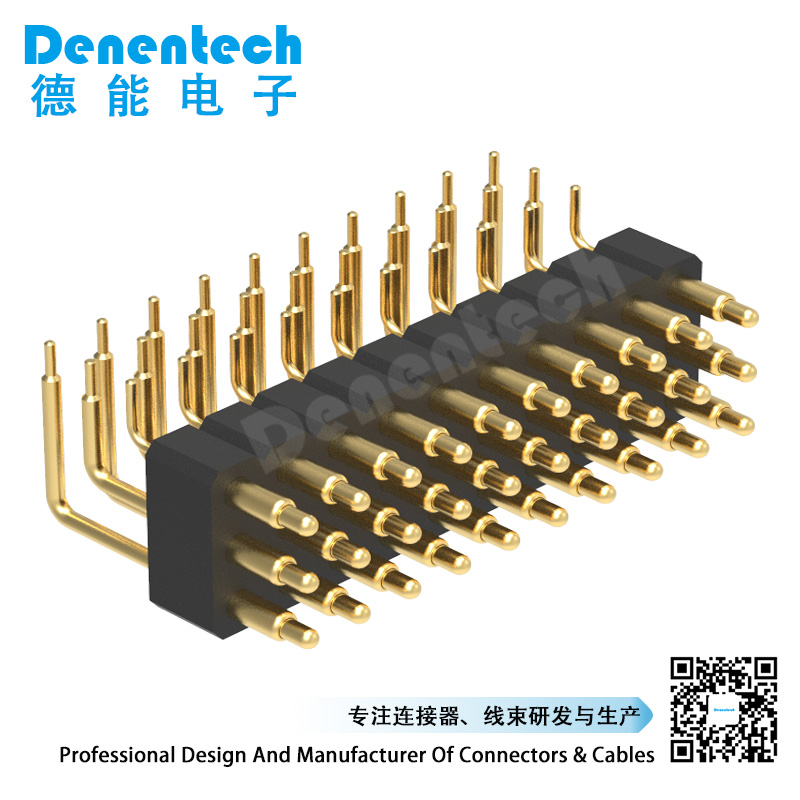 Denentech low price 3.0MM H4.0MM triple row male right angle DIP pogo pin